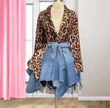 Custom leopard on leopard blazer dress