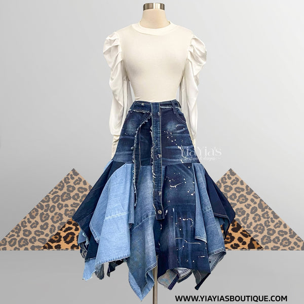 YiaYia’s Designed denim of splash skirt