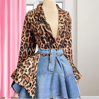 Custom leopard on leopard blazer dress